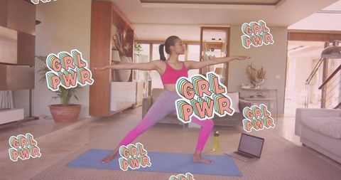 Motivated Woman Practicing Yoga Emphasizing Girl Power