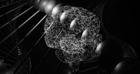 Digital Brain with Network Overlay on Dark DNA Strand - Download Free Stock Images Pikwizard.com