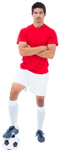 Male Football Player With Soccer Ball on Transparent Background
