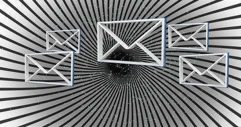 Floating Email Icons on Hypnotic Striped Background - Download Free Stock Images Pikwizard.com