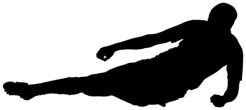 Transparent Silhouette of Football Player Sliding on Ground