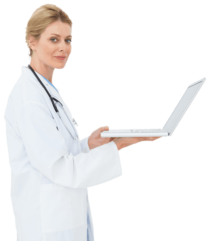 Transparent Female Doctor Using Laptop Isolated - Download Free Stock Videos Pikwizard.com