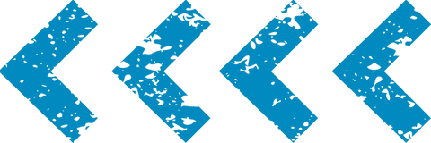 Blue chevrons in distressed flat arrow pattern on transparent background