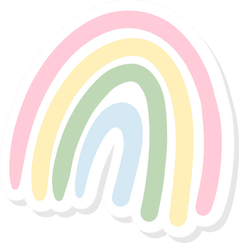 Pastel rainbow doodle with transparent background