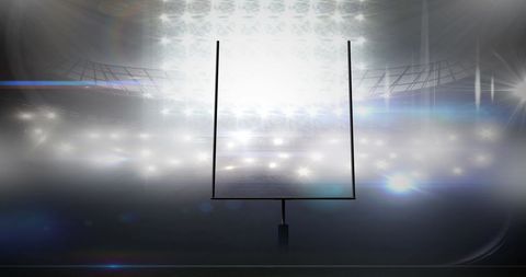 American Football Goalposts in Luminous Stadium Arena