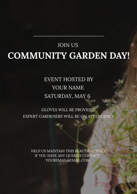 Community Garden Day Poster with Event Details - Download Free Stock Templates Pikwizard.com