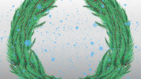 Festive Christmas Wreath with Falling Snow Animation