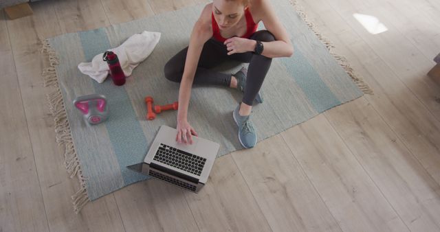 Young Woman Doing Online Workout at Home - Download Free Stock Images Pikwizard.com