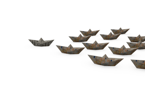 Transparent Paper Boats on Water