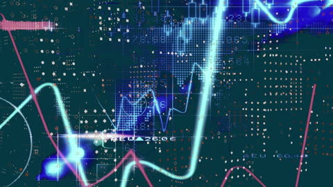Complex Digital Data Visualization on Green Backdrop