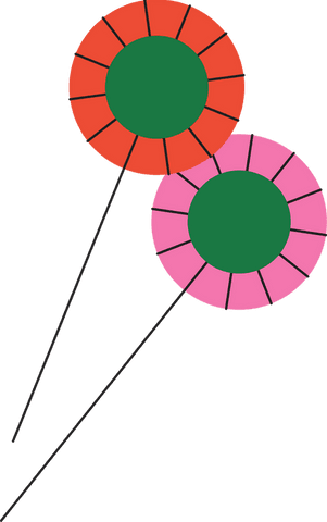 Colorful lollipops with green centers on transparent background