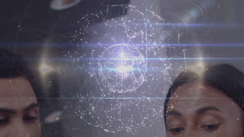 Diverse Professionals Collaborating with Futuristic Technology Interface