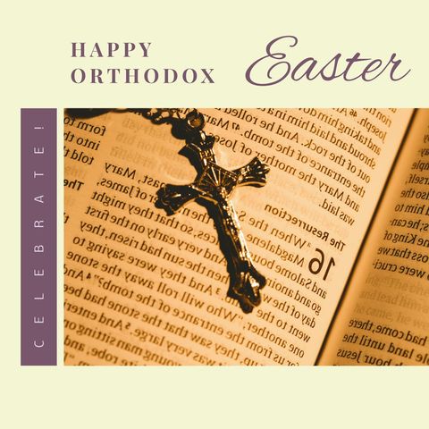 Orthodox Easter Greeting with Rosary on Bible