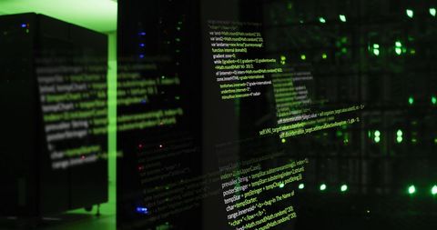 Abstract Data Stream Display with Futuristic Green Coding Graphics - Download Free Stock Images Pikwizard.com