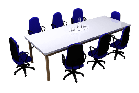 transparent office conference table with blue chairs arrangement - Download Free Stock Videos Pikwizard.com