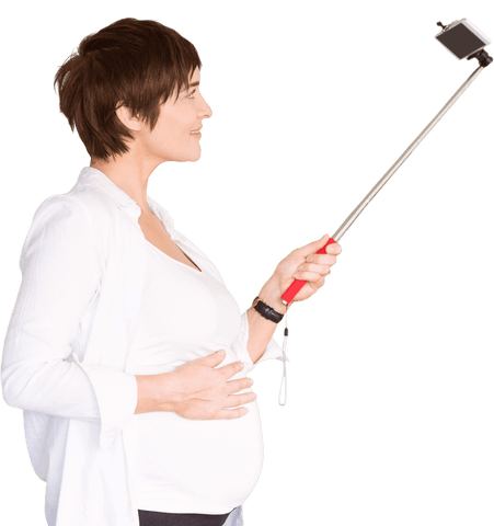 Pregnant Woman Using Selfie Stick, Celebrating Motherhood Transparent Background - Download Free Stock Videos Pikwizard.com