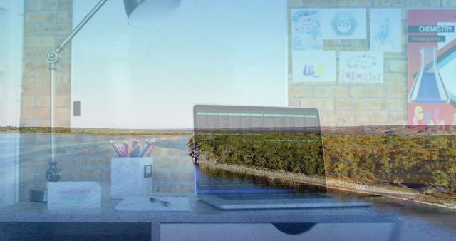 Blended Reality Office: Code Laptop, Chemistry Themed Decor, Nature Duo