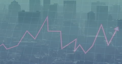 Cityscape with Financial Data Chart Animation for Business Concepts