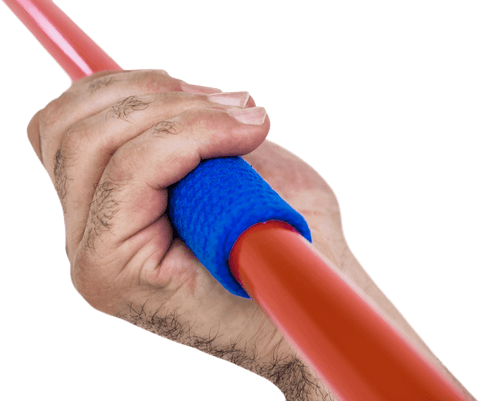 Close-up hand holding javelin transparent background