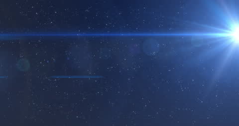 Starry Sky with Floating Light Beam and Lens Flare