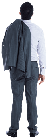 Transparent Thoughtful Businessman in Suit with Jacket Over Shoulder