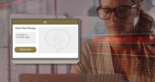 Woman Working on AI Prompt Generation Interface - Download Free Stock Images Pikwizard.com