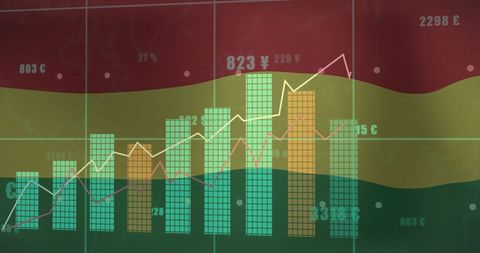 Financial Data Against Bolivia Flag with Colorful Bar and Line Graphs - Download Free Stock Images Pikwizard.com