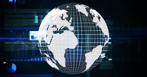 Digital Globe with Data Processing Concepts on Dark Background - Download Free Stock Images Pikwizard.com