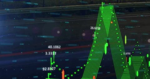 Neon Green Dotted Candlestick Chart Visualizing Market Data and Live Trading Signals
