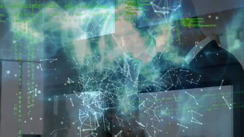 Digital Network Overlay with Businessmen Using Tablets