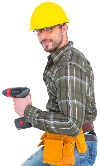 Transparent Image Repairman Holding Power Drill - Download Free Stock Videos Pikwizard.com