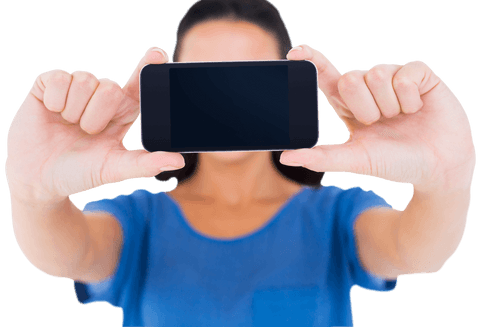 Transparent Smartphone Held by Woman in Blue Shirt - Download Free Stock Videos Pikwizard.com