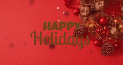 Happy Holidays Card with Festive Christmas Decorations