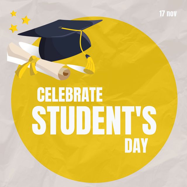 Celebrate Student's Day November 17 with Mortarboard and Certificate Illustration - Download Free Stock Templates Pikwizard.com