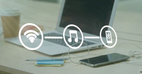 Concept of Digital Connectivity with Icons in Modern Office - Download Free Stock Images Pikwizard.com