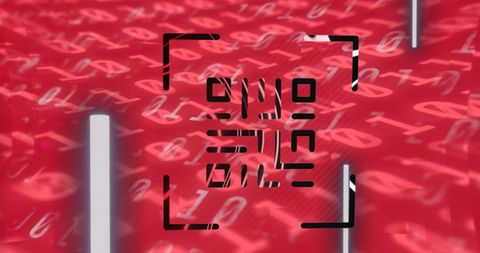 abstract qr code overlapping binary code in red theme - Download Free Stock Images Pikwizard.com