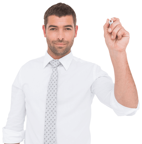 confident executive writing with marker on transparent background - Download Free Stock Videos Pikwizard.com