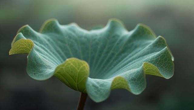 Vibrant Bowl-Shaped Leaf with Scalloped Edges in Natural Light