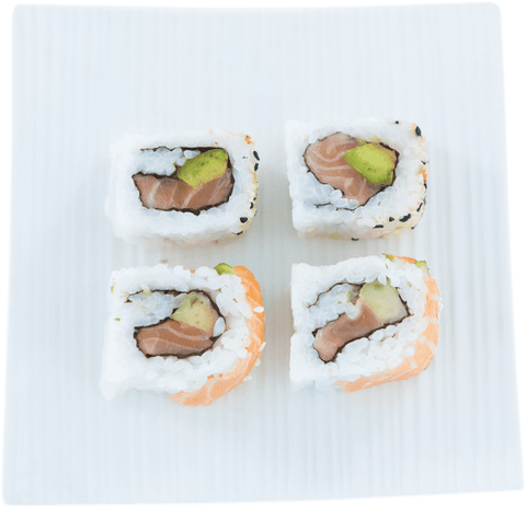 Transparent Sushi Roll Pieces on Ribbed Plate - Download Free Stock Videos Pikwizard.com