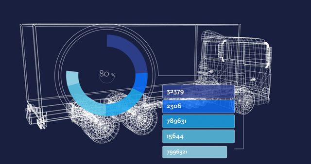 Data Visualization Overlay on 3D Wireframe Truck Drawing - Download Free Stock Images Pikwizard.com