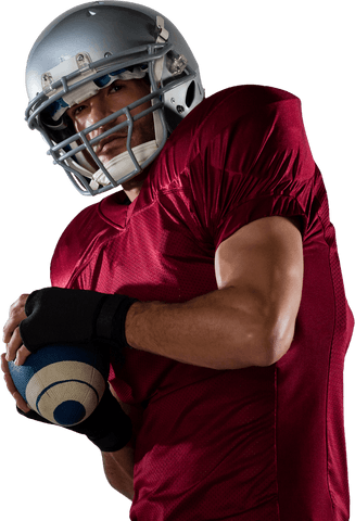 Transparent football player in action with helmet and jersey