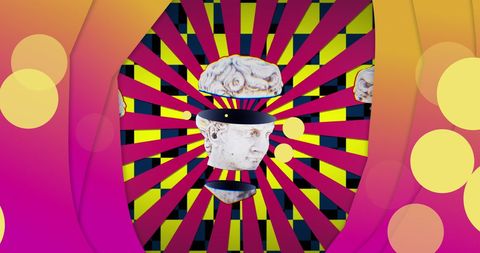Vibrant Abstract with Sliced Antique Head Sculpture - Download Free Stock Images Pikwizard.com