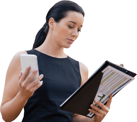 confident businesswoman reading document on transparent background - Download Free Stock Videos Pikwizard.com
