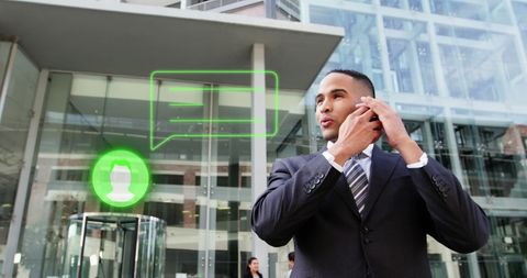 Professional Businessman Using Smartphone, High-Tech Outdoors Setting - Download Free Stock Images Pikwizard.com