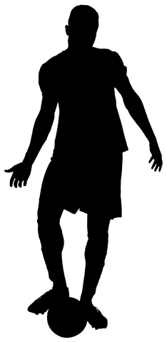 Transparent Silhouette of Male Football Player Jumping to Pass