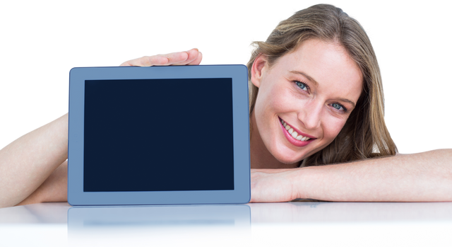 Smiling Woman Showing Transparent Tablet for Branding or Advertising Concepts - Download Free Stock Videos Pikwizard.com