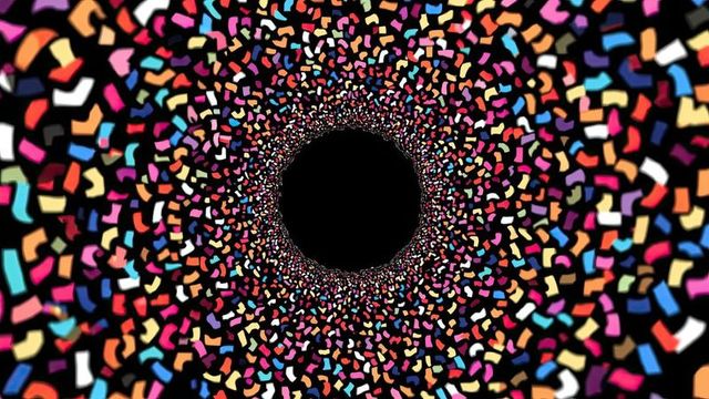 Colorful Confetti Vortex with Central Black Void