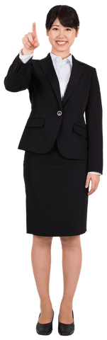 Asian Businesswoman Pointing with Finger Transparent Background