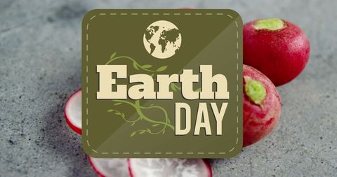 Earth Day Awareness Banner with Fresh Red Radishes