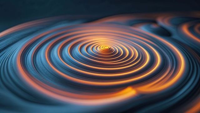 Abstract futuristic metallic surface with luminous concentric rings